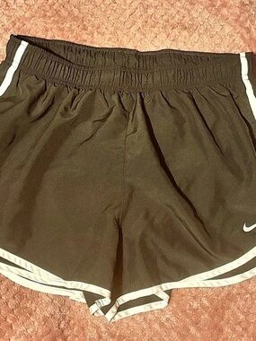 Nike Dri-FIT Womens Tempo Running Shorts Dark Charcoal Gray White Size Large